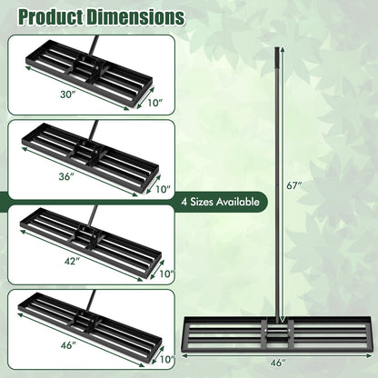 Lawn Leveling Rake 46 x 10 Inch Heavy Duty Lawn Level Tool for Soil-Black