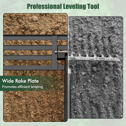 Lawn Leveling Rake 46 x 10 Inch Heavy Duty Lawn Level Tool for Soil-Black