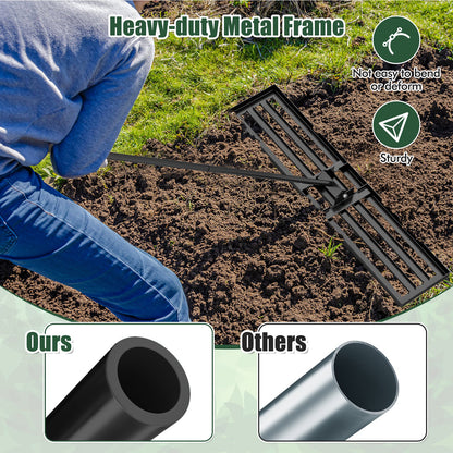 Lawn Leveling Rake 46 x 10 Inch Heavy Duty Lawn Level Tool for Soil-Black